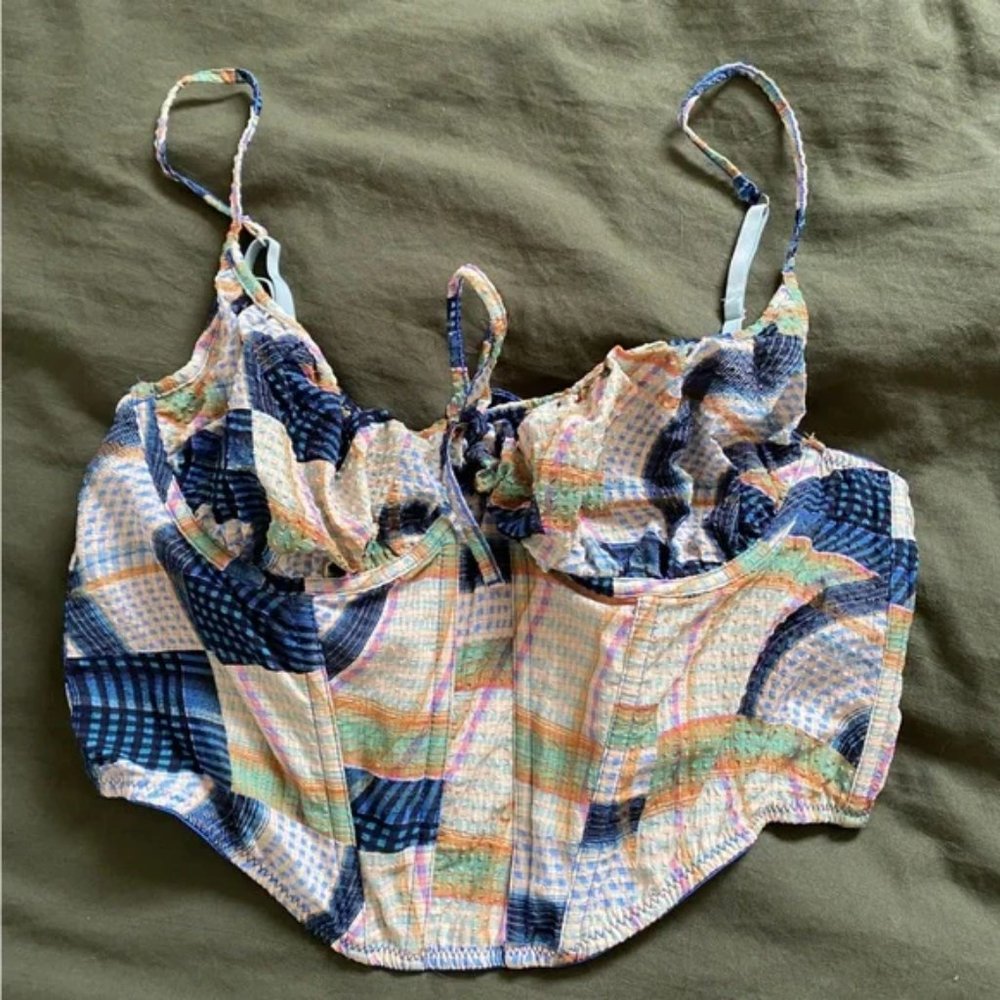 UO Out from Under Seersucker Corset Multi XL